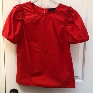 J Crew red, structured cotton tee.